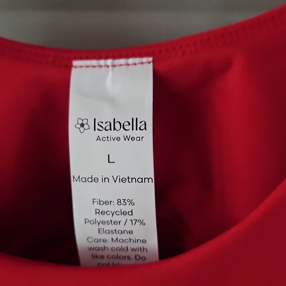 NWT Isabella Red Women's Tank Top With Built In Bra. Sz Large - Picture 2 of 6